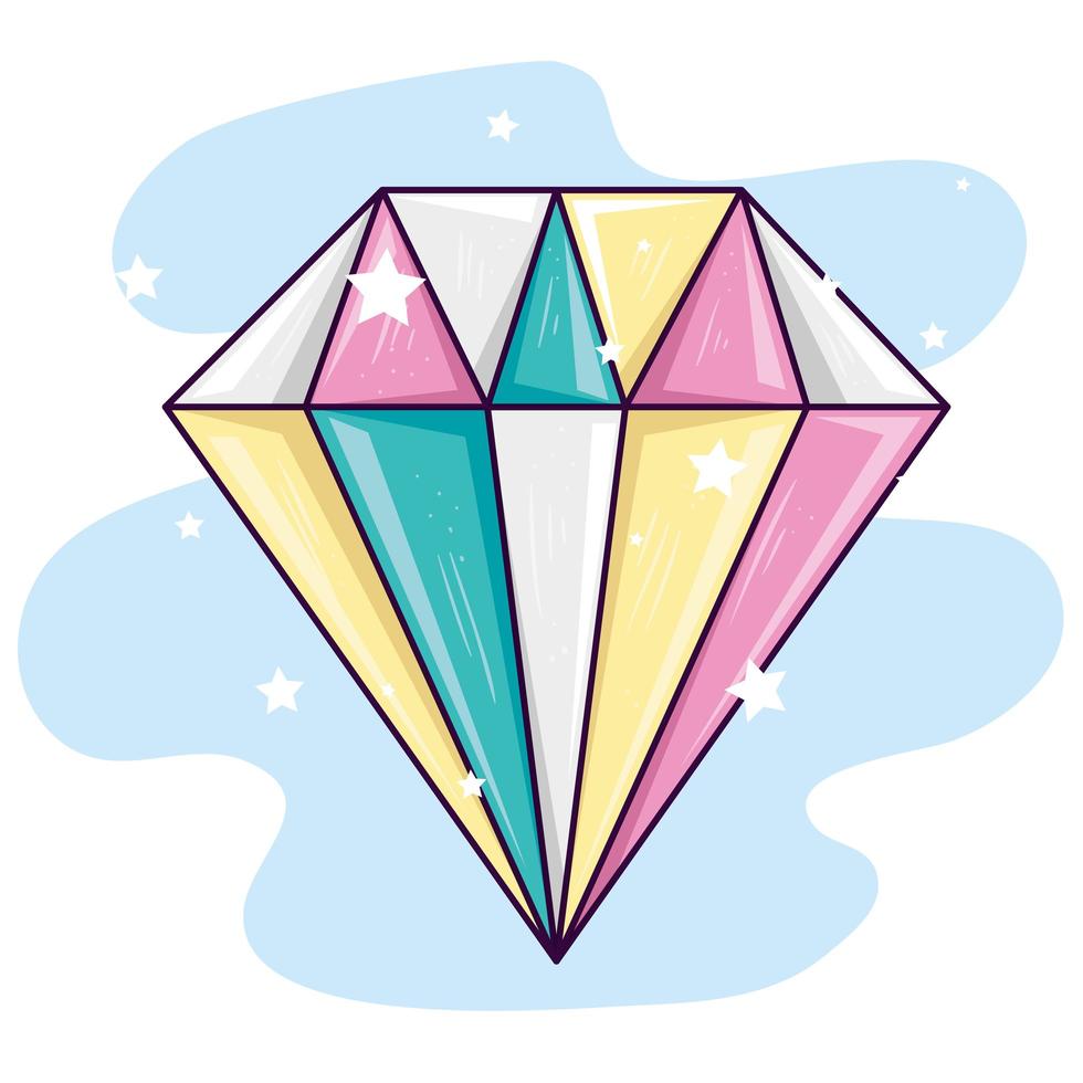 cute diamond jewelry with stars decoration vector