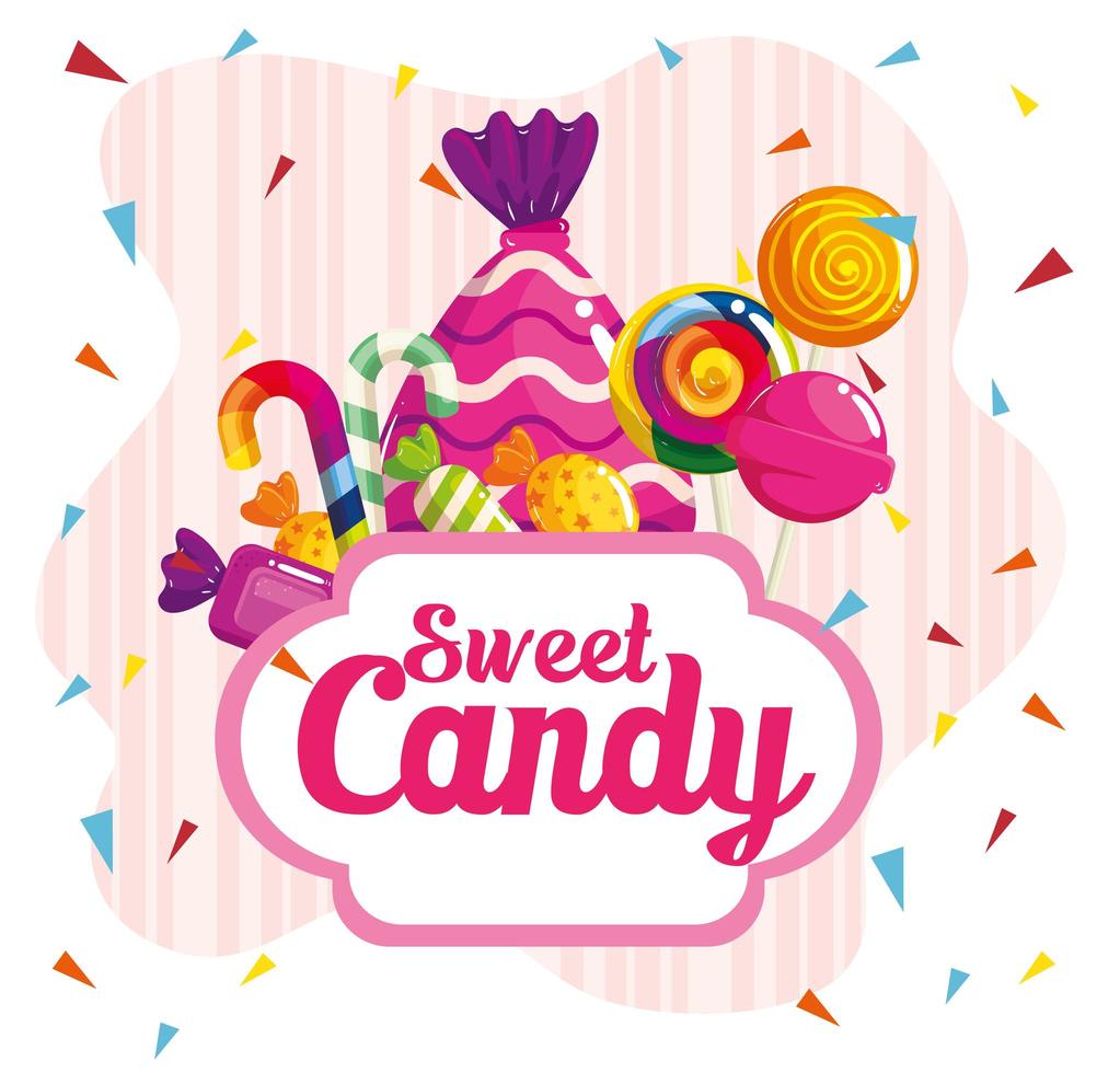 poster of sweet candy with caramels vector