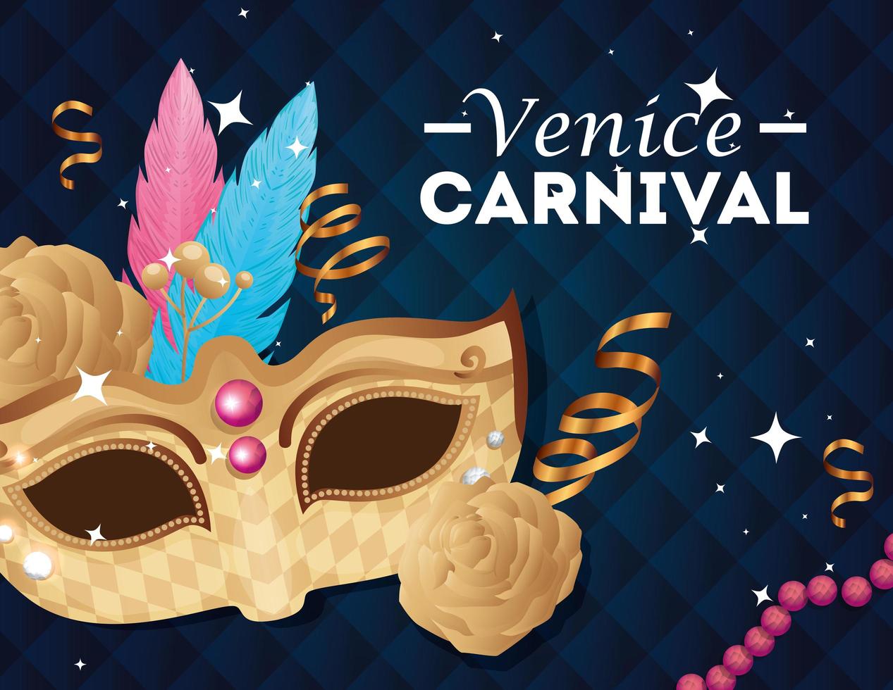 poster of venice carnival and mask and decoration vector