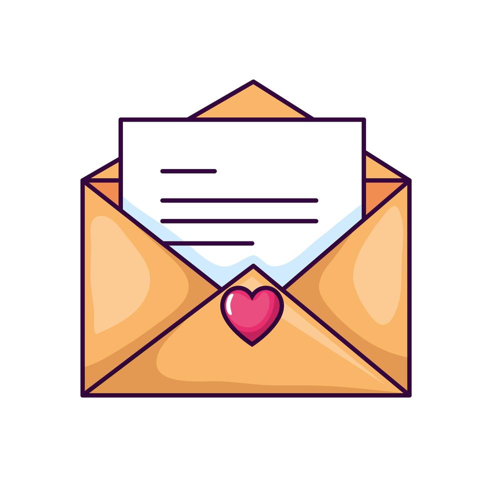 cute envelope open with card and heart vector