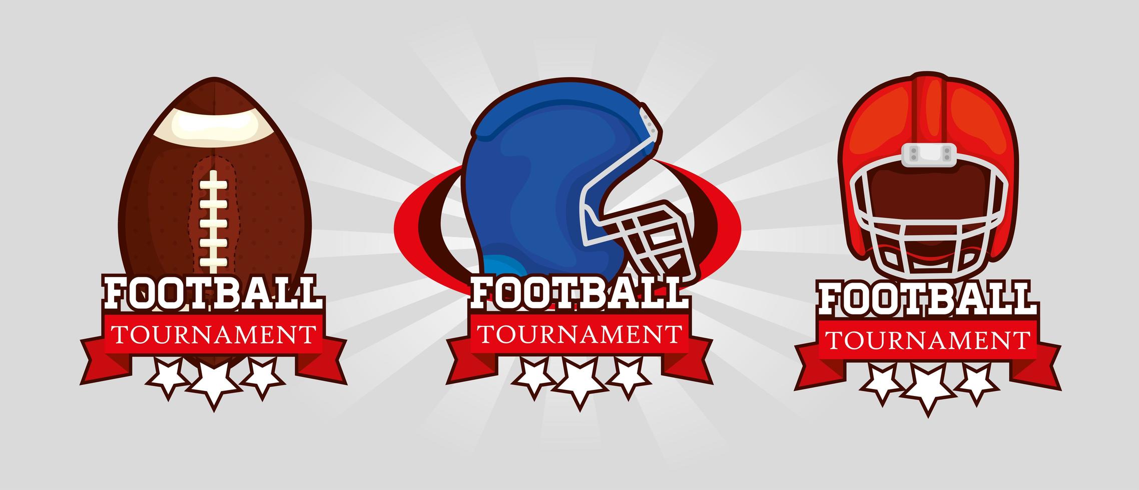 set of stamps with icons american football vector