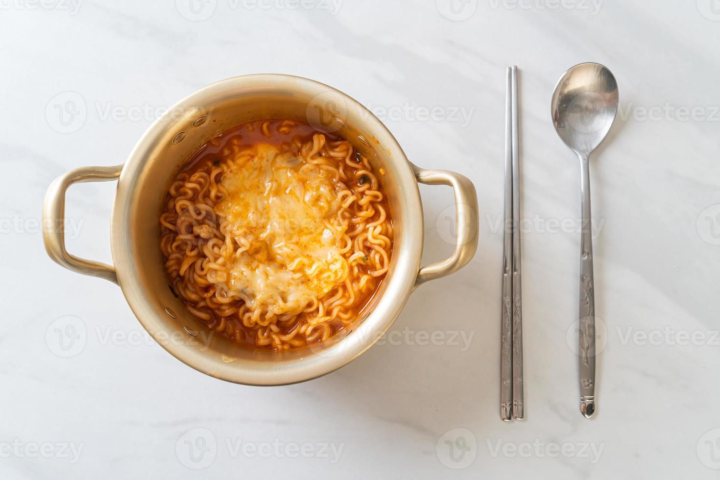 Korean spicy instant noodle with cheese photo