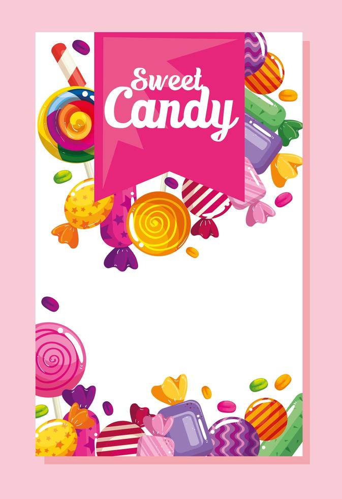 cartel de caramelo dulce con caramelos vector