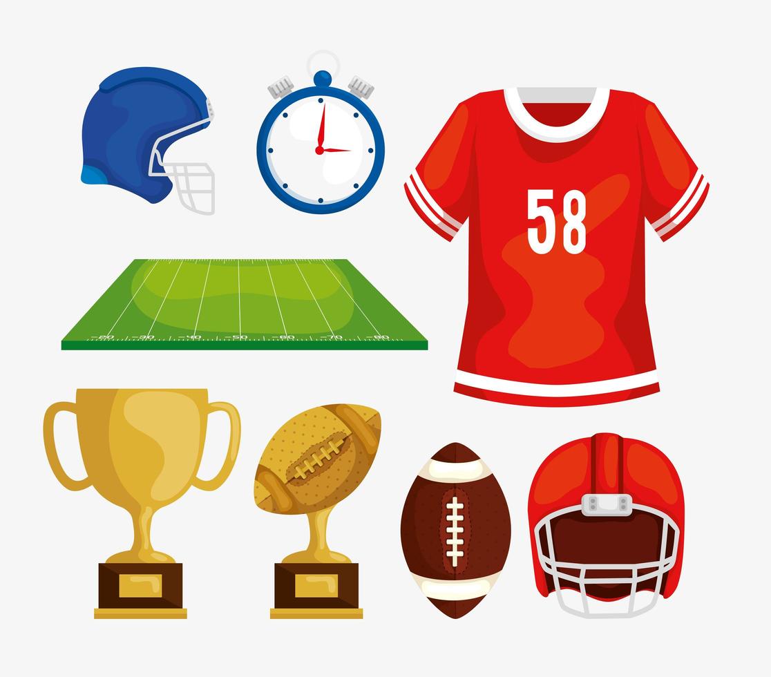 set icons of football american vector