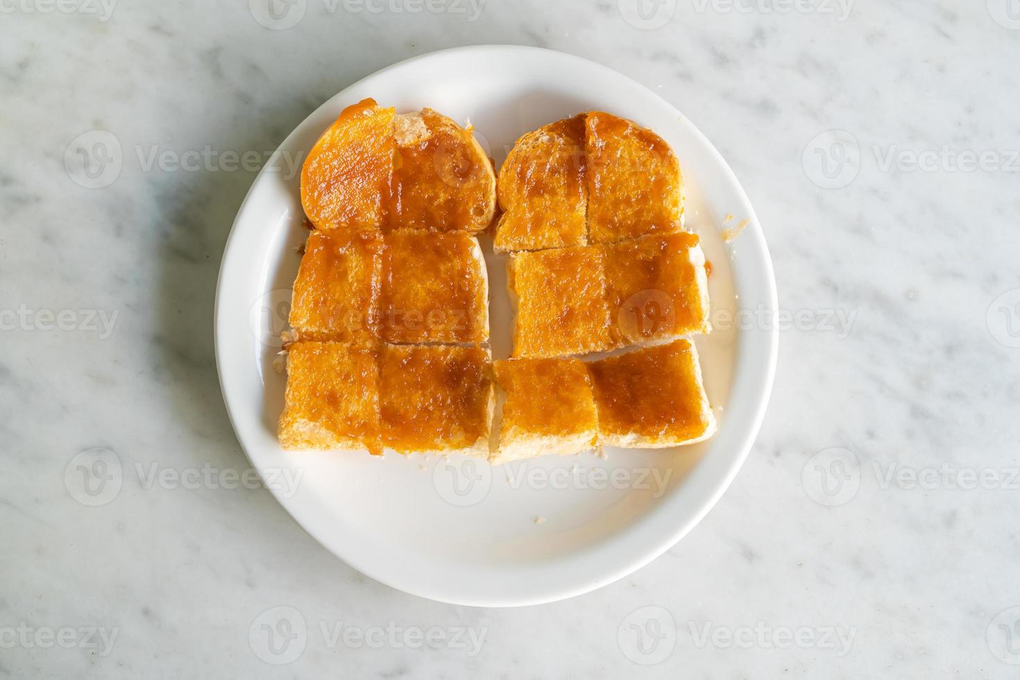 Custard  with bread toasted photo