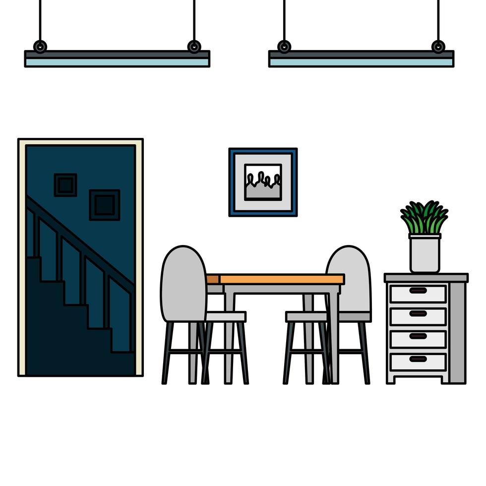 house place dining room scene vector