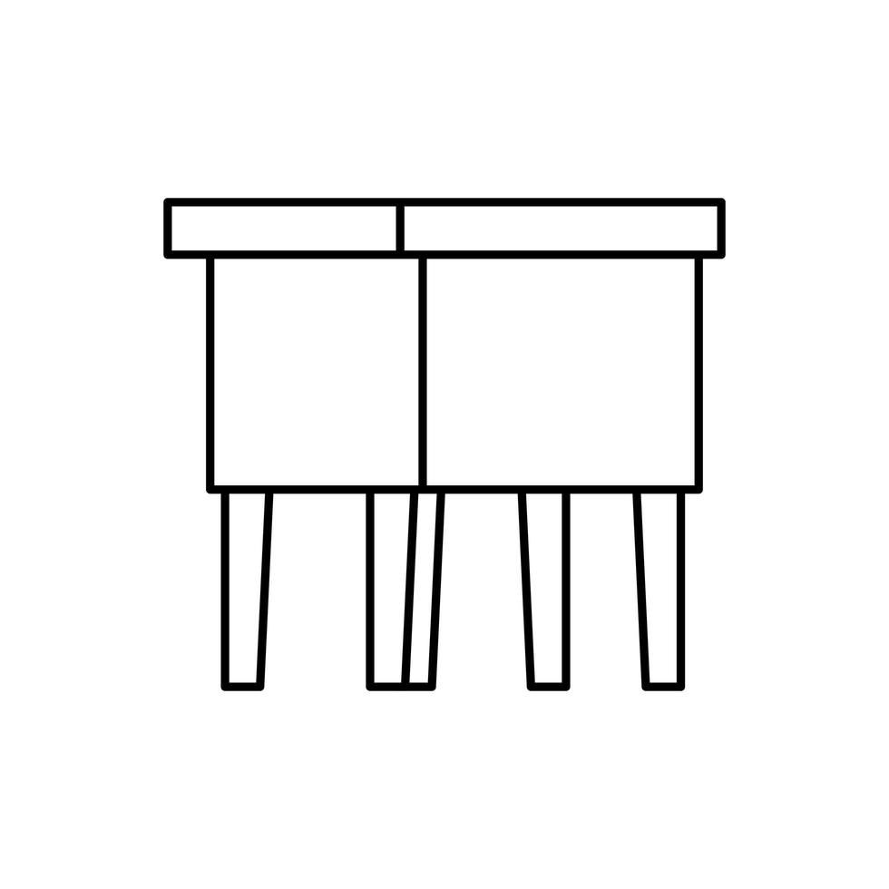 wooden bench furniture isolated icon vector