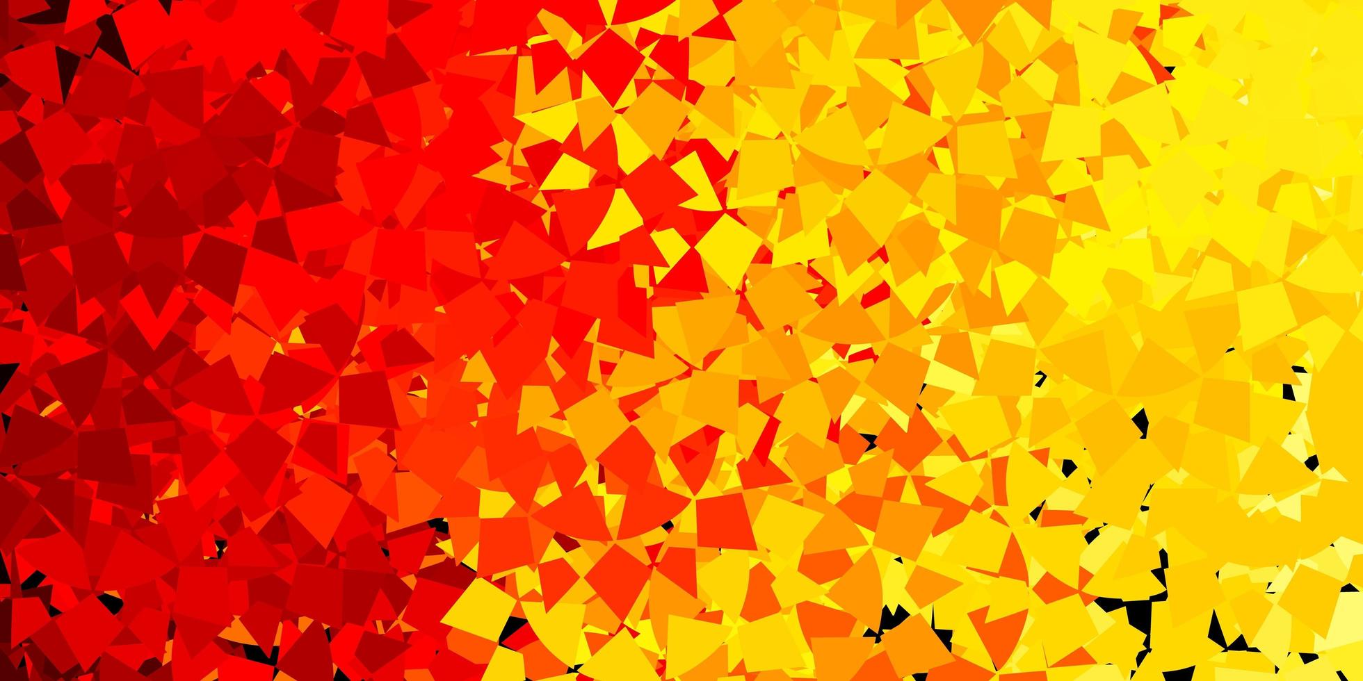 Telón de fondo de vector amarillo rojo claro con líneas de triángulos