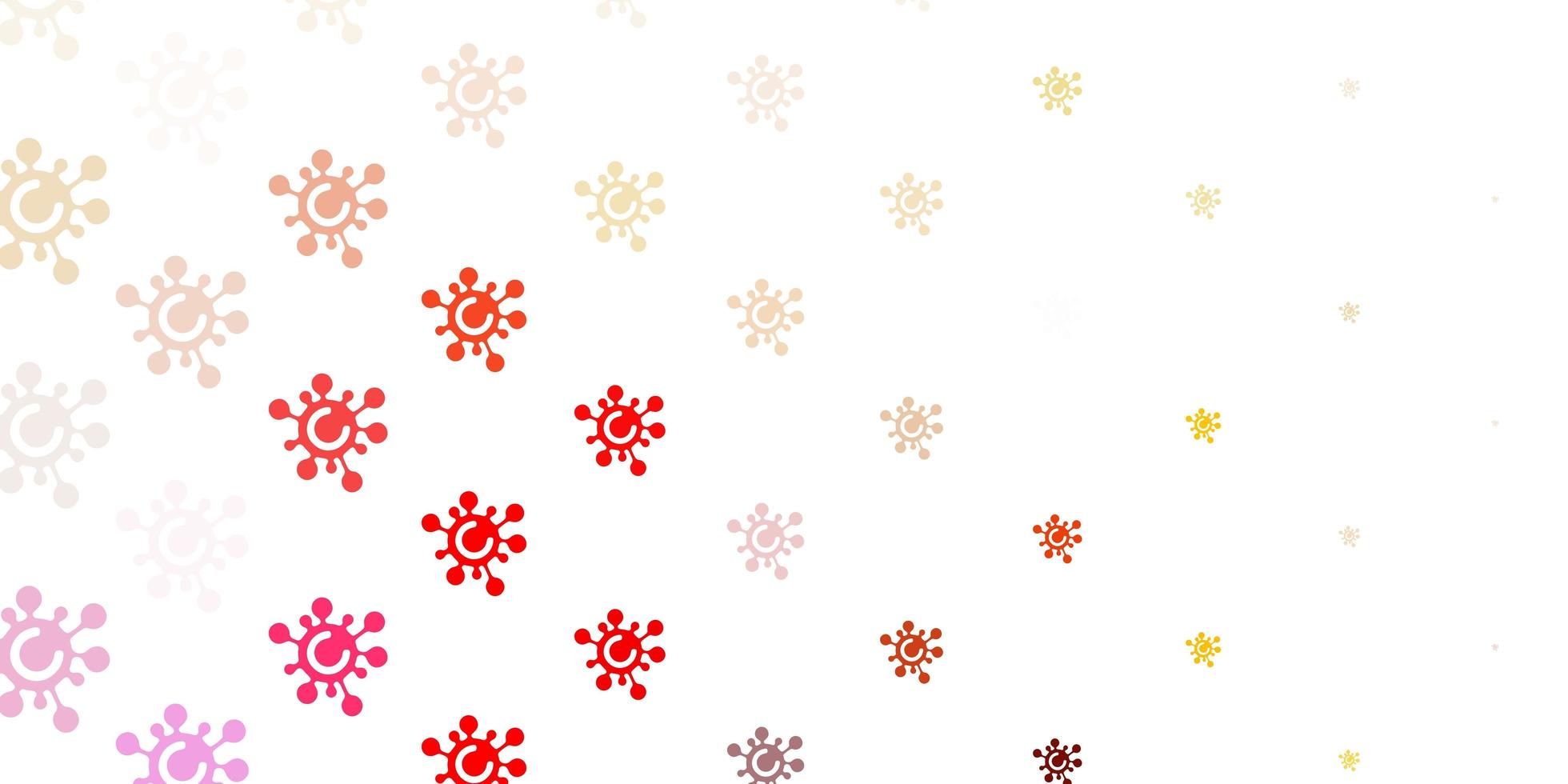 Light Red Yellow vector background with covid19 symbols