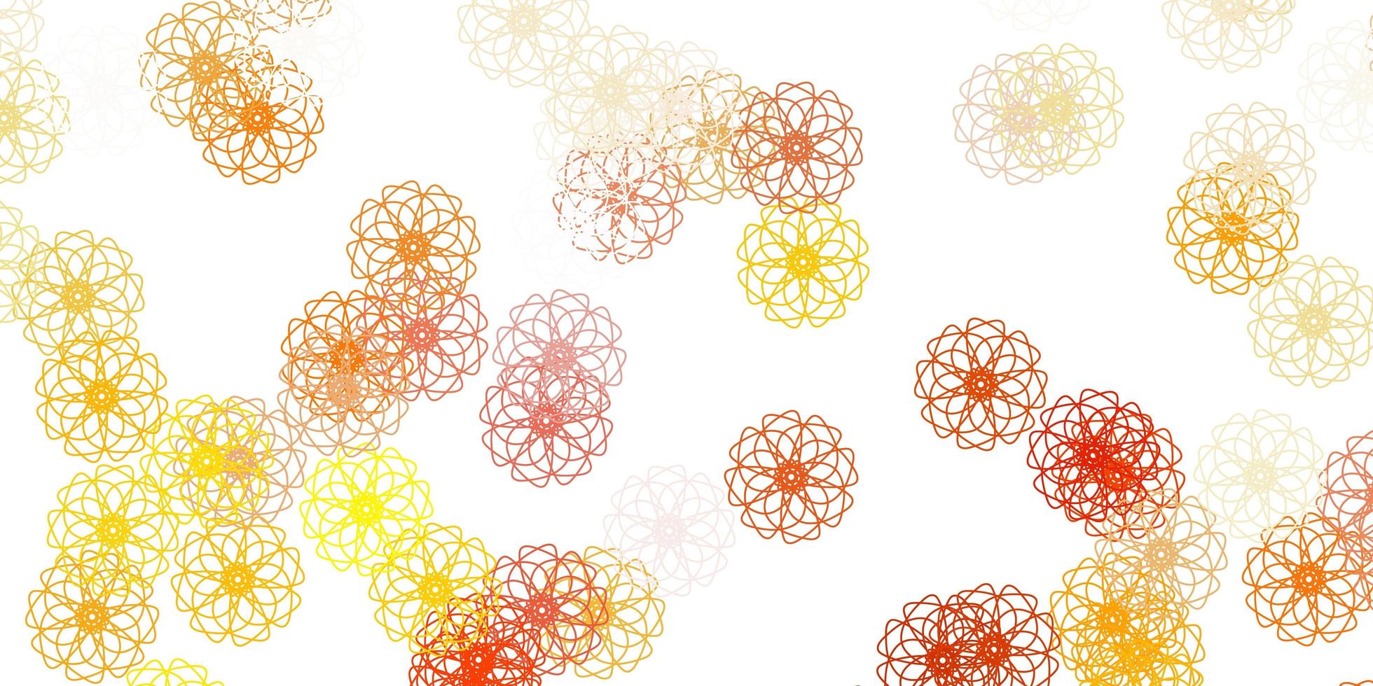 textura de doodle de vector amarillo claro con flores