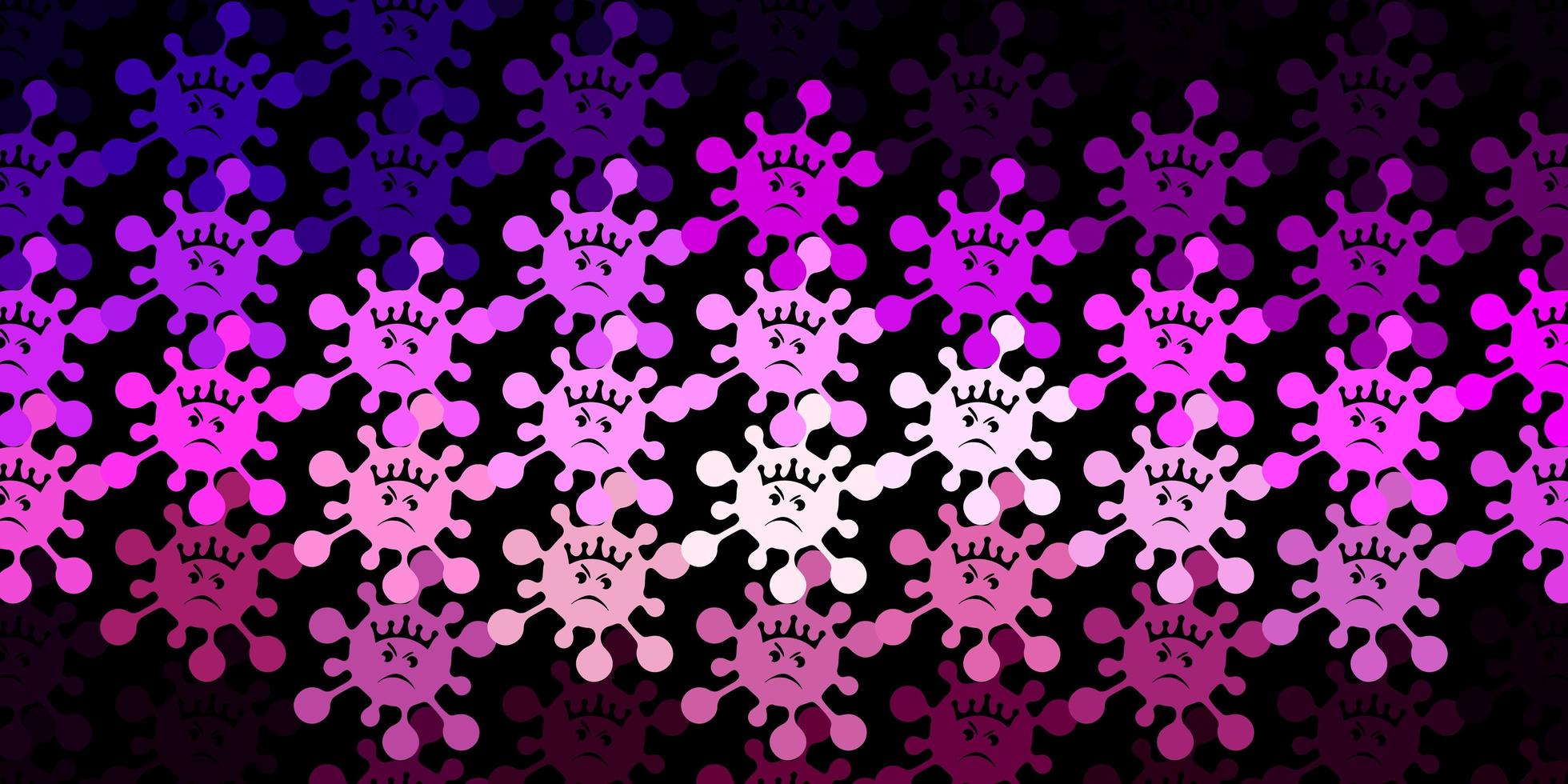Dark purple pink vector background with covid19 symbols