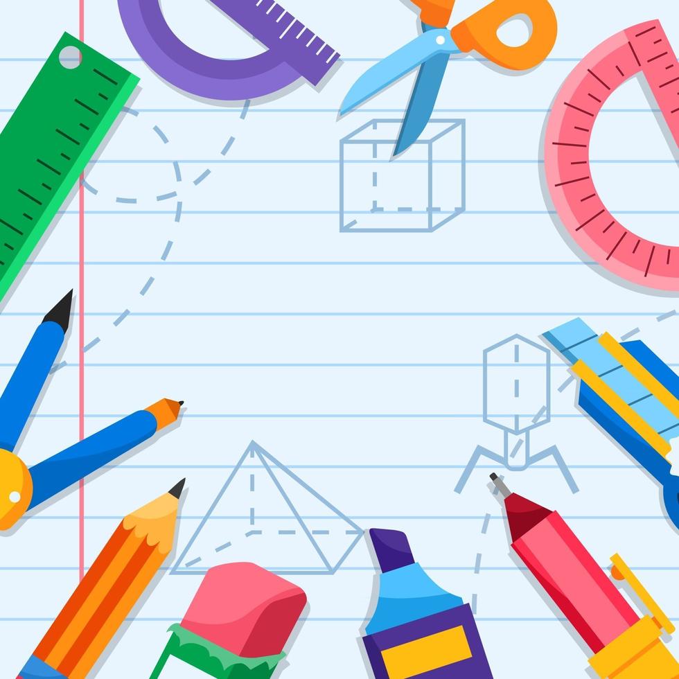 School Suplies Square Background vector