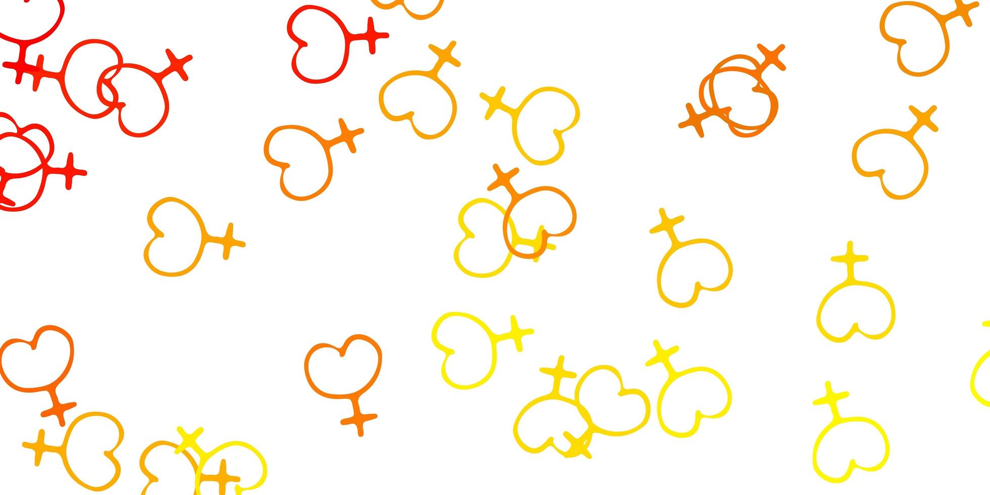 patrón de vector naranja claro con elementos de feminismo