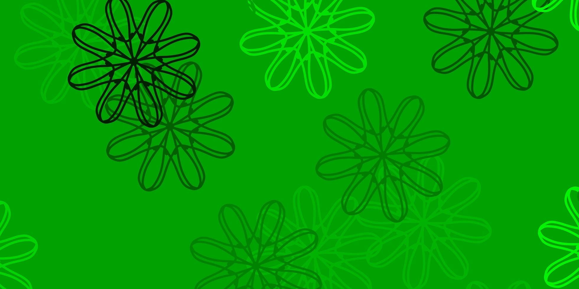 Light Green Yellow vector doodle background with flowers