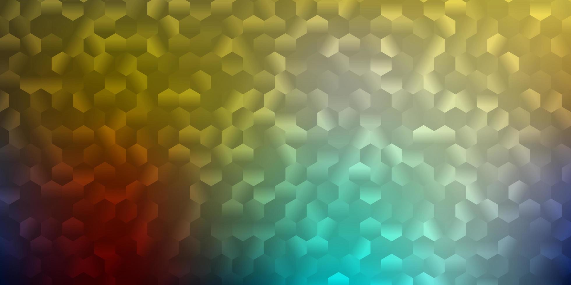 Light blue yellow vector layout with shapes of hexagons