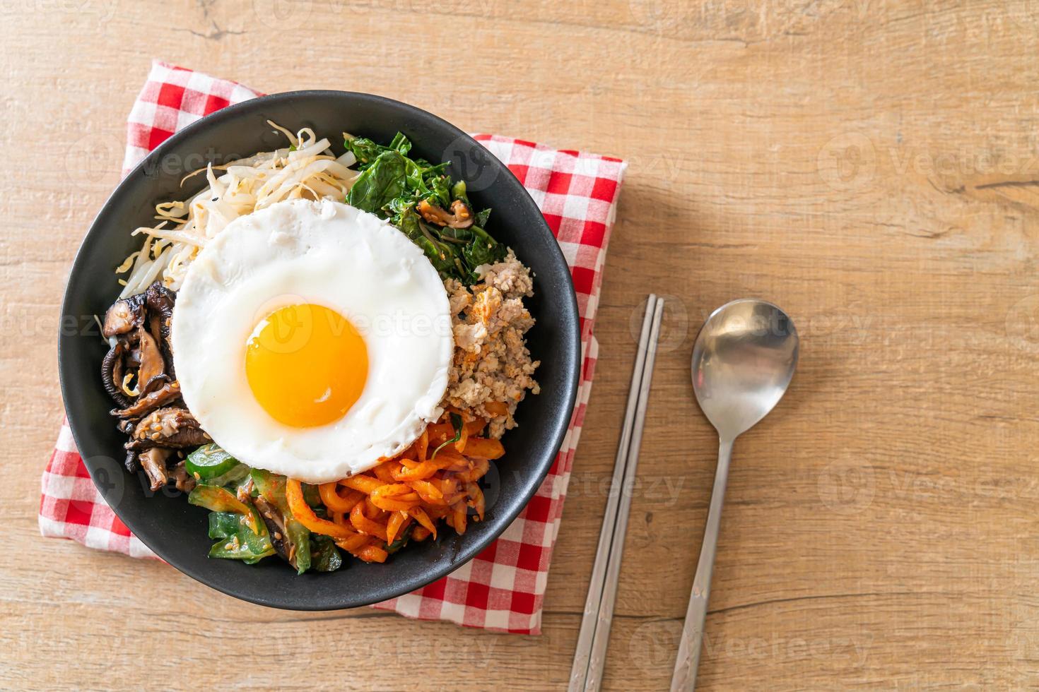 Korean spicy salad with rice - traditionally Korean food, Bibimbap photo