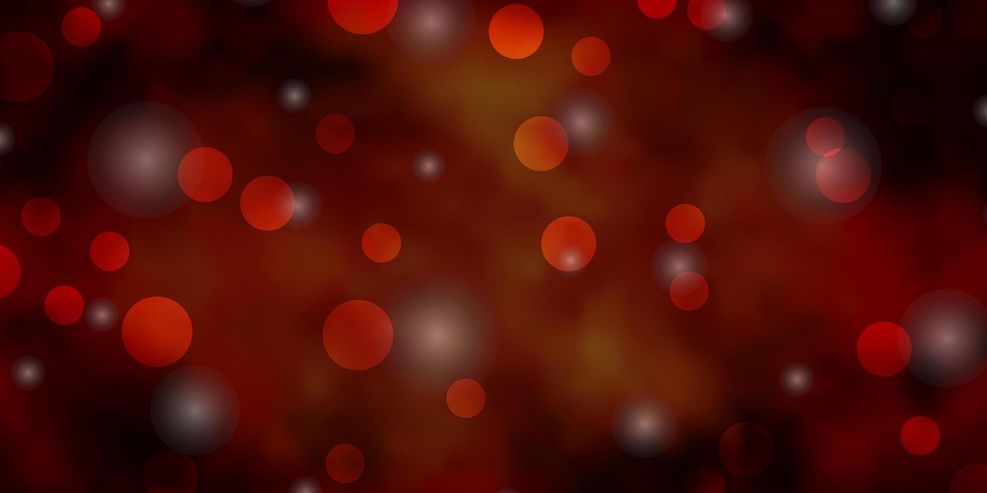 textura de vector naranja oscuro con círculos estrellas