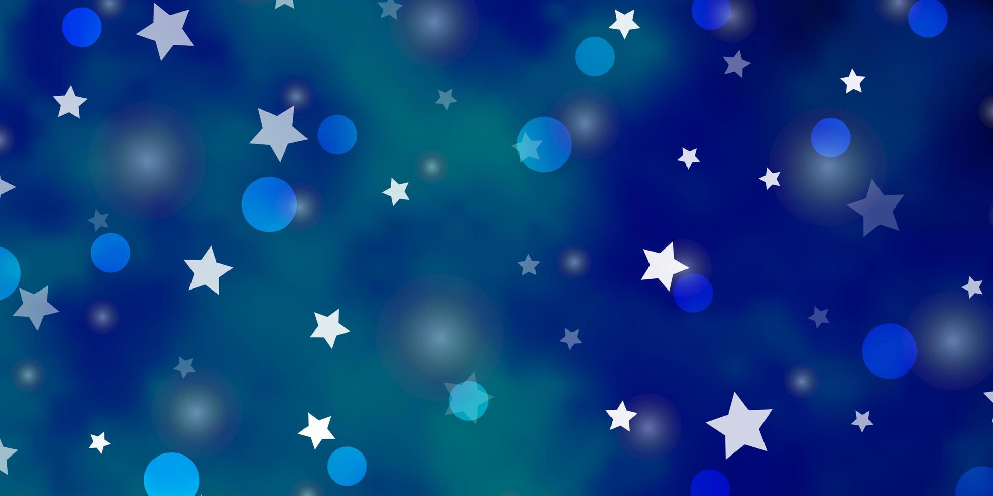 patrón de vector azul claro con círculos estrellas