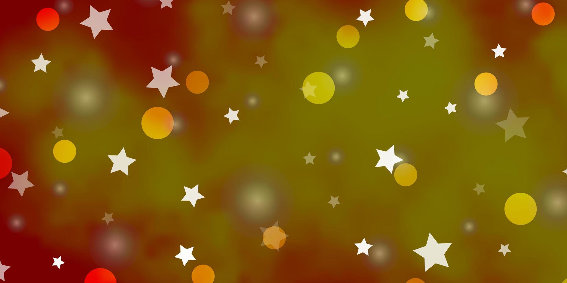 Fondo de vector naranja claro con círculos estrellas