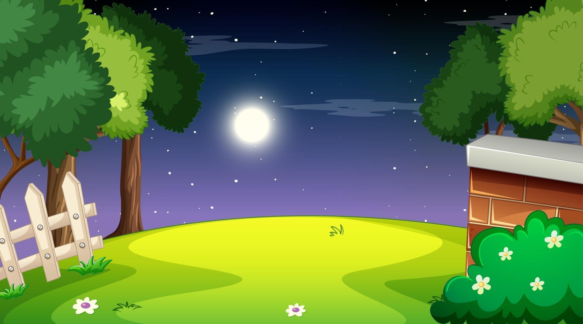Nature forest landscape at night scene 2706897 Vector Art at Vecteezy