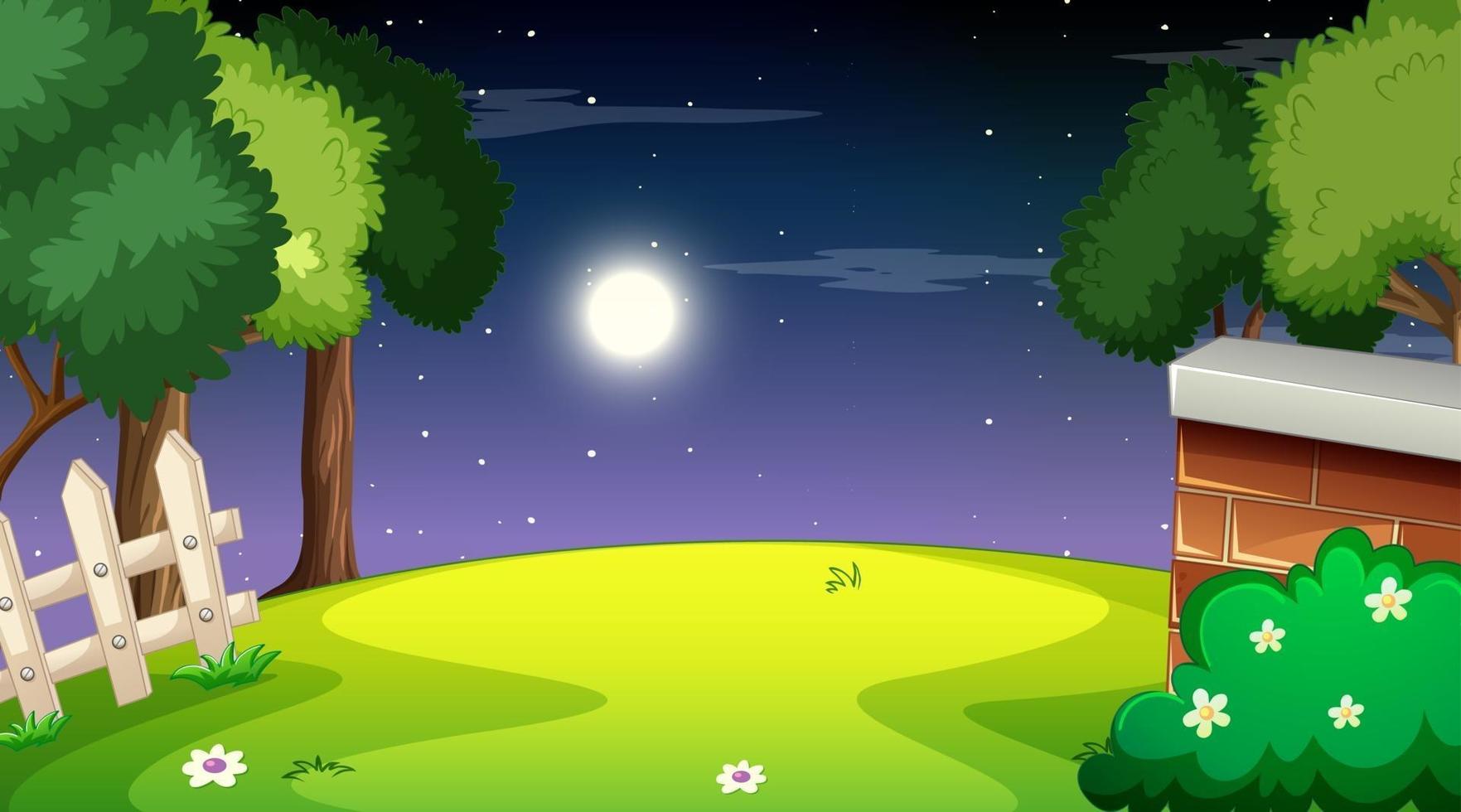 Nature forest landscape at night scene vector