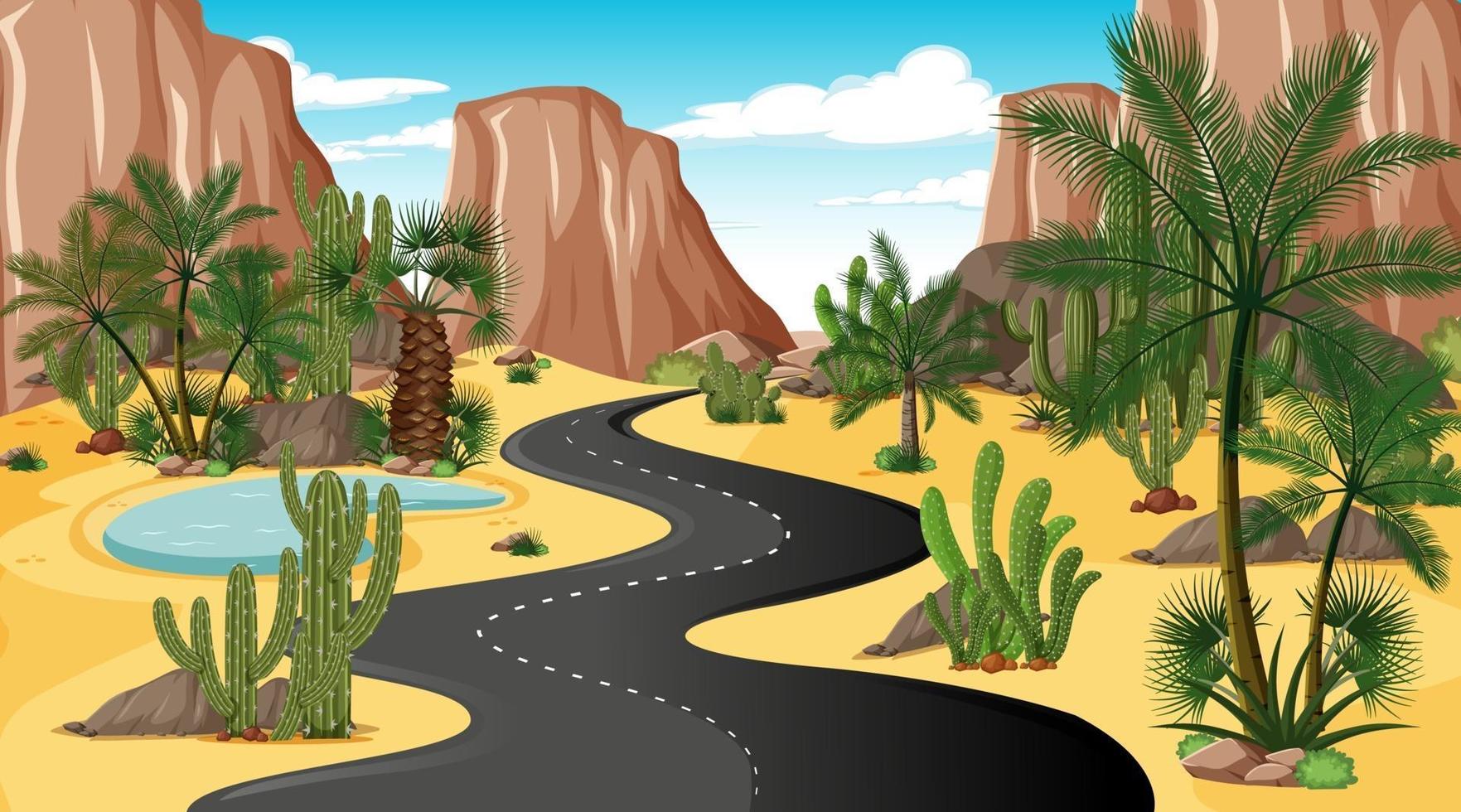 Desert road background vector