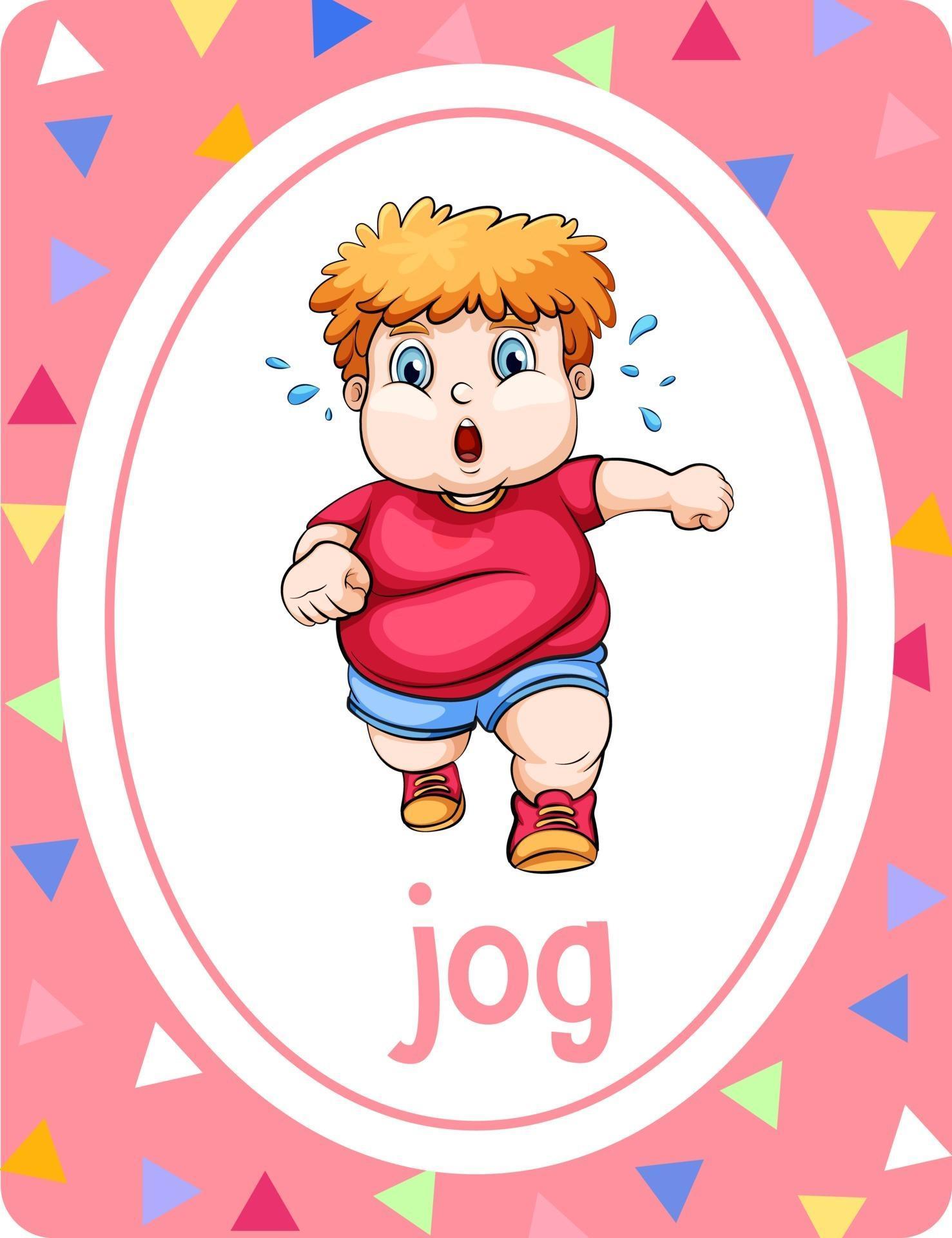 Vocabulary flashcard with word Jog 2706946 Vector Art at Vecteezy