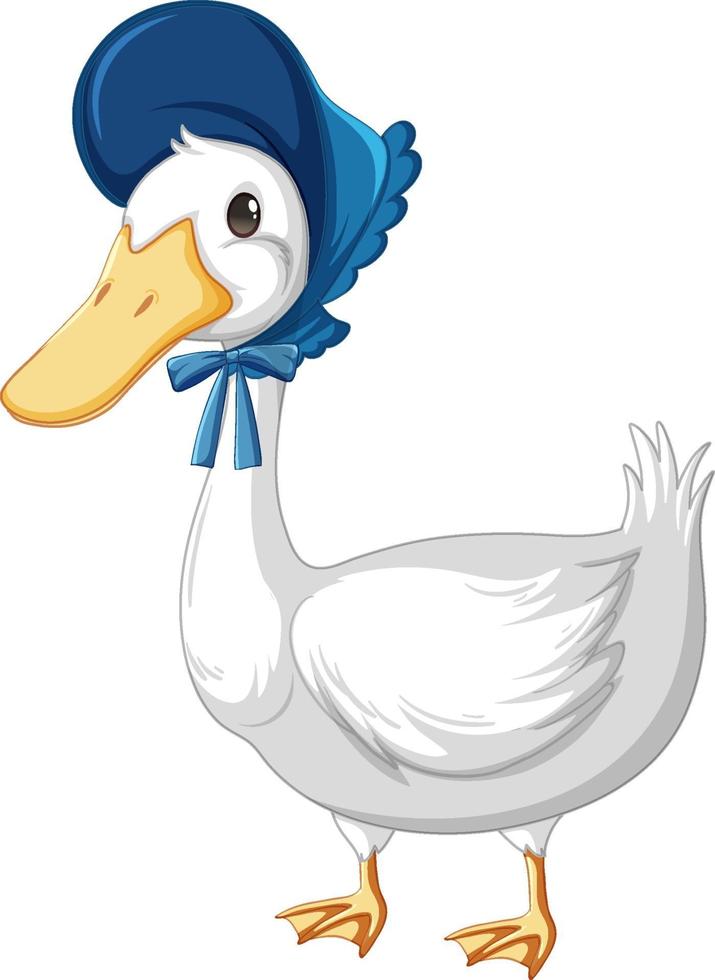 A duck wearing hat in cartoon style isolated on white background vector