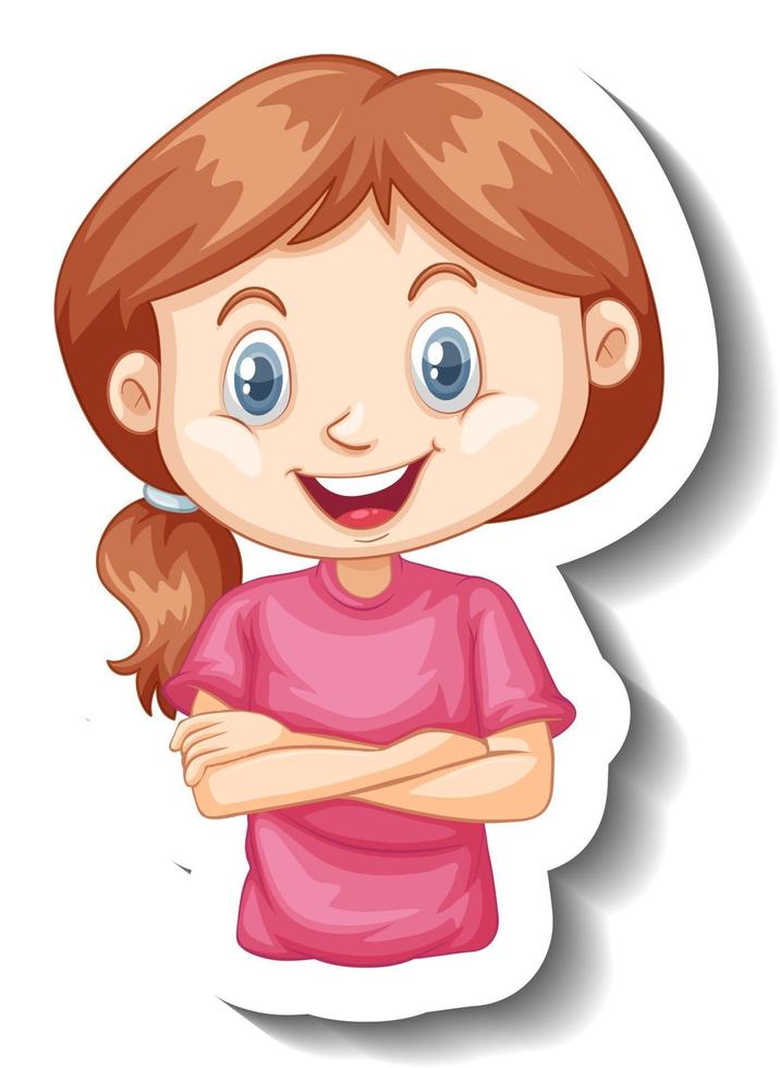 A sticker template with portrait of a girl cartoon character vector