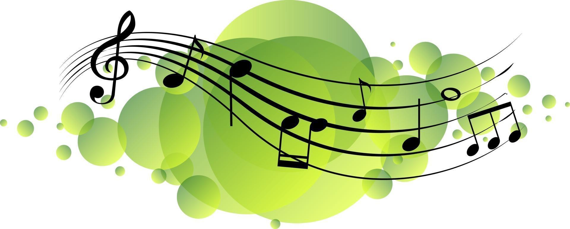 Musical melody symbols on green splotch vector