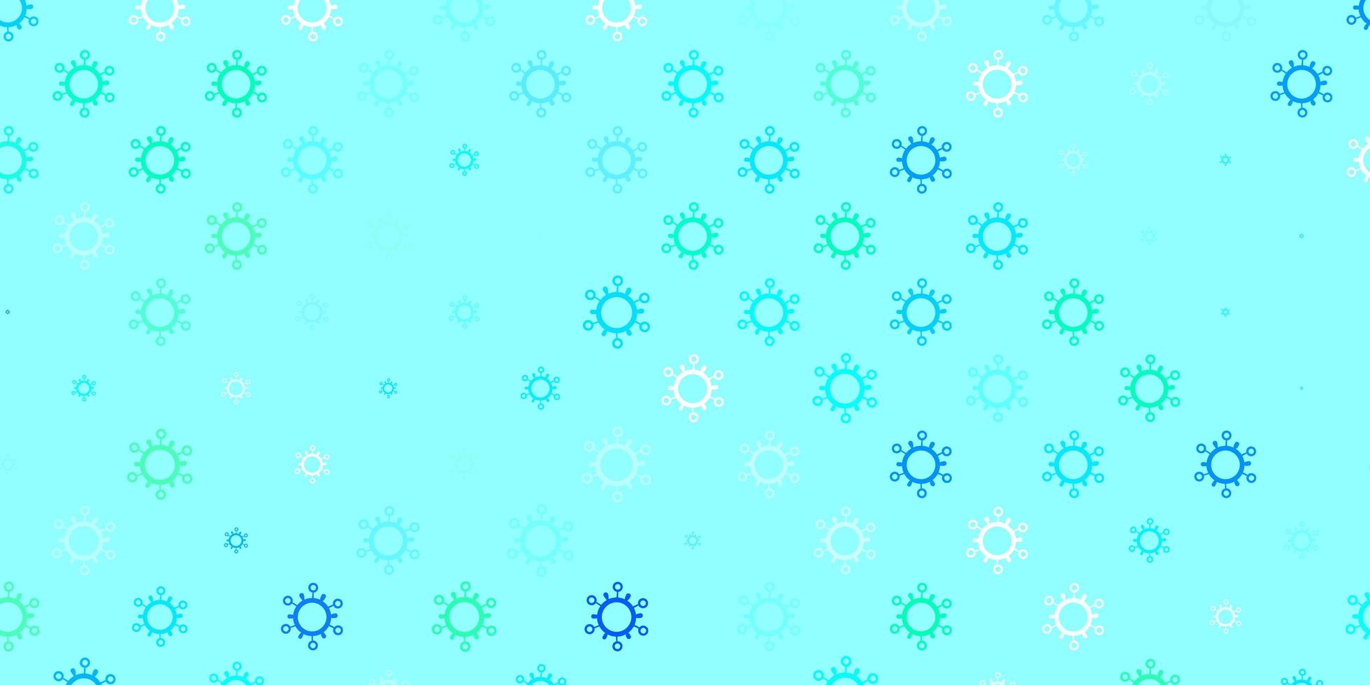 Telón de fondo de vector verde azul claro con símbolos de virus