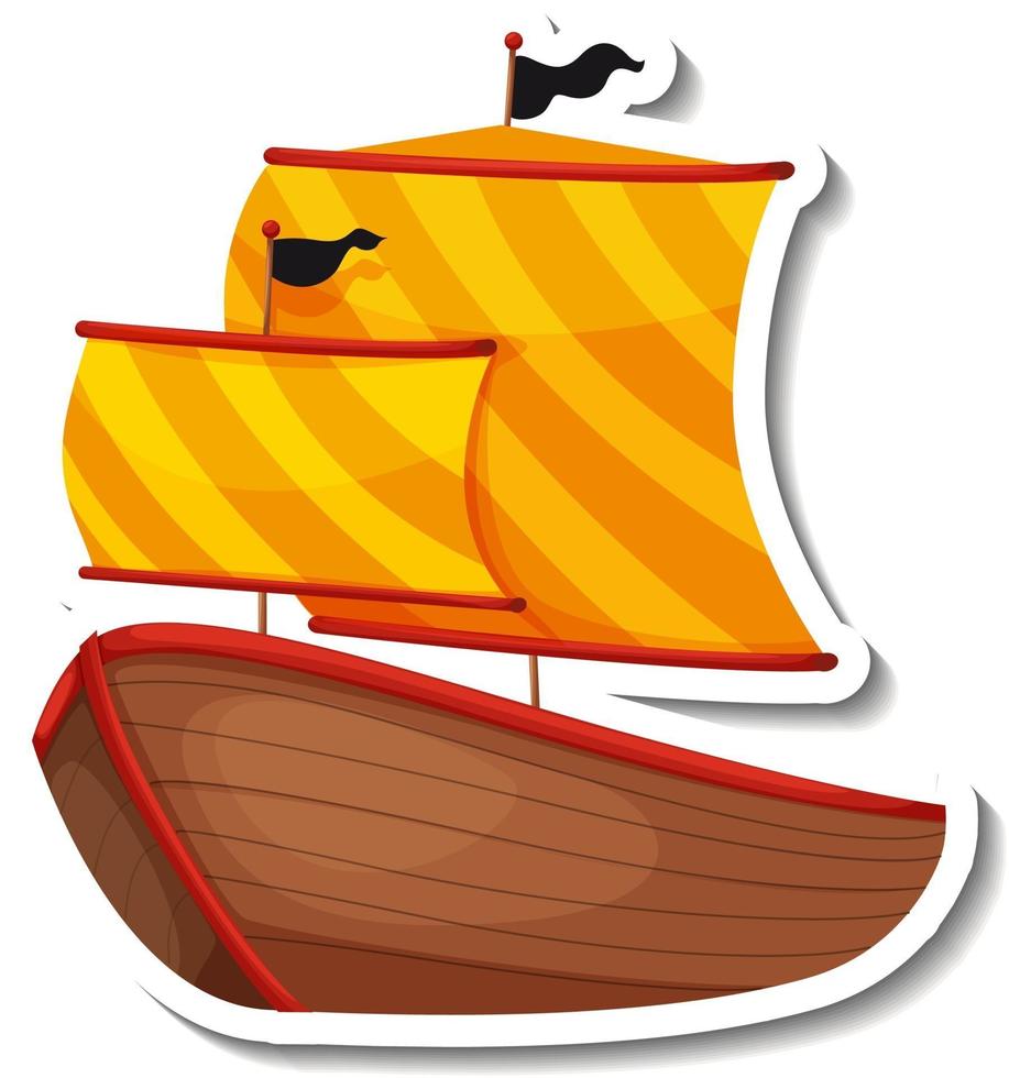 Sticker template with Pirate ship isolated vector