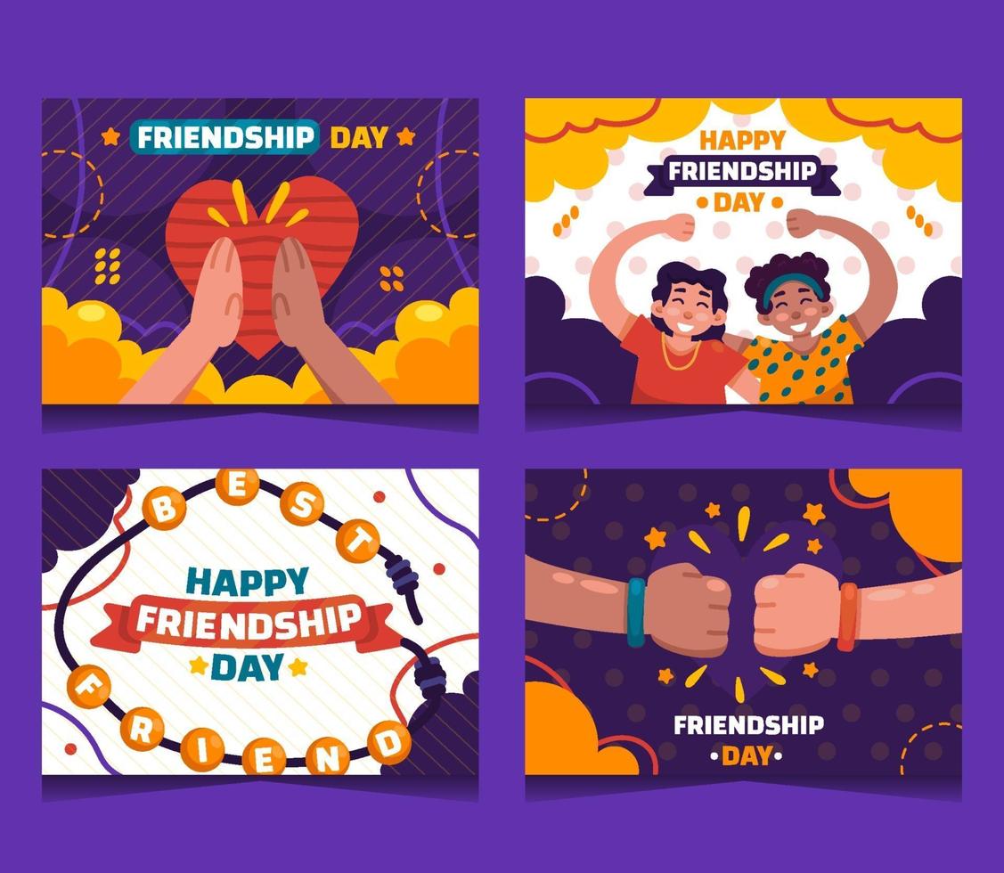 colecciones de tarjetas del día de la amistad feliz vector