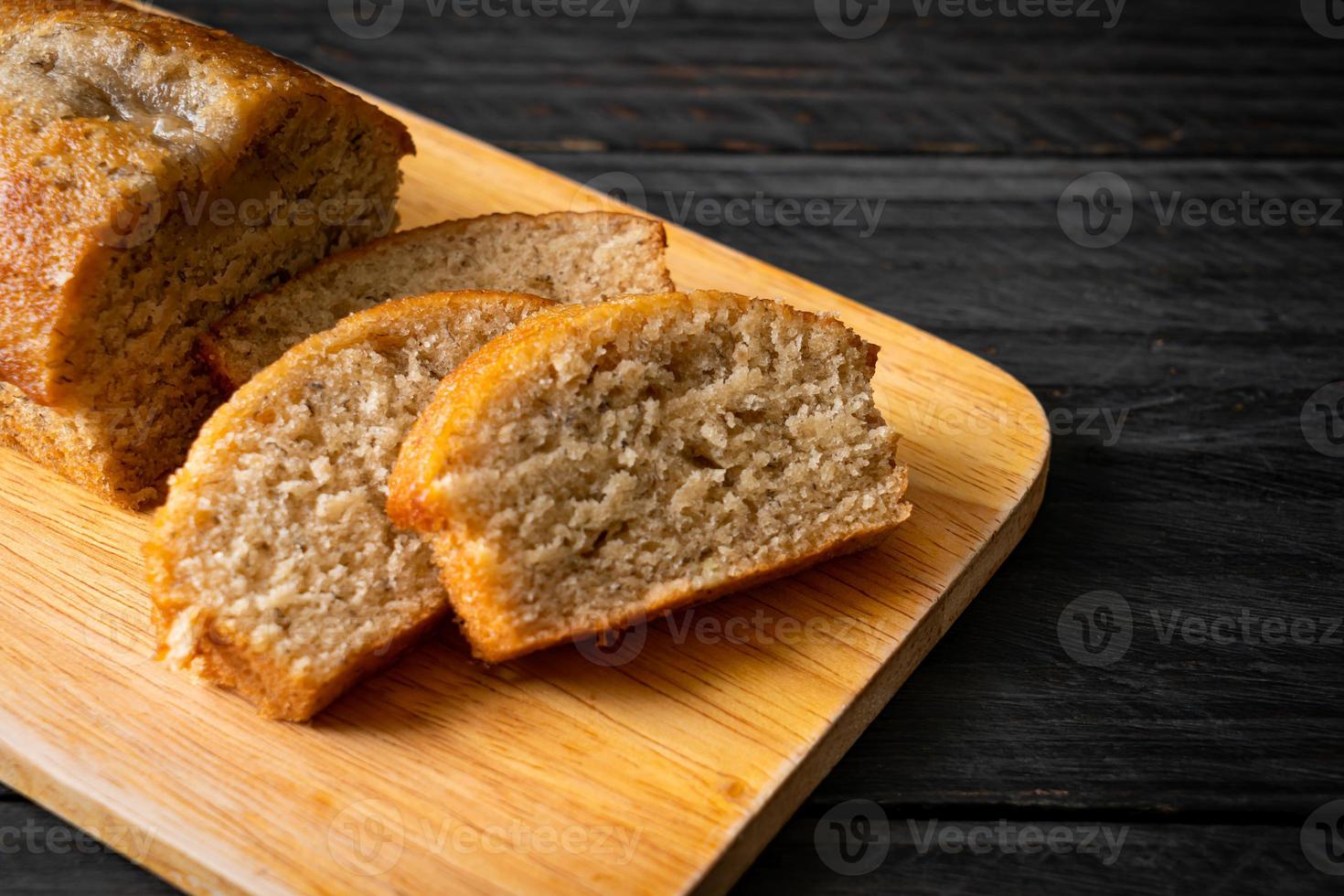 Homemade banana bread sliced photo