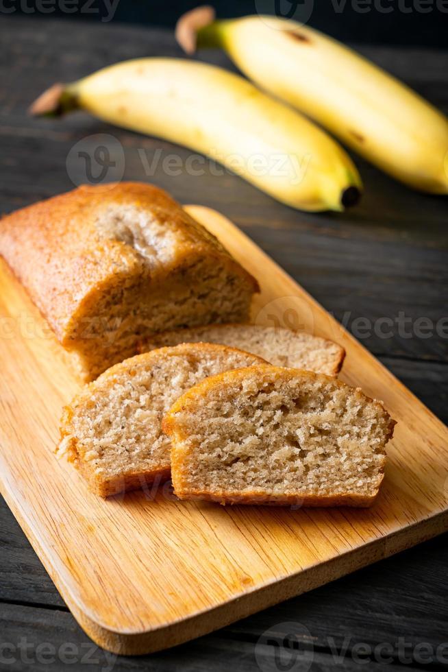 Homemade banana bread sliced photo