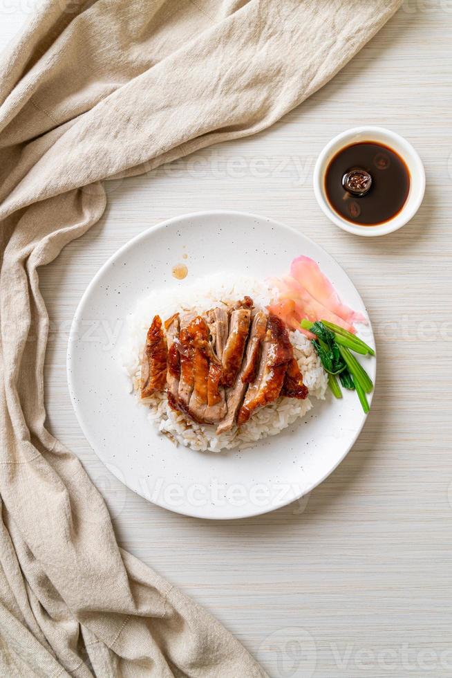 Roasted duck on rice photo