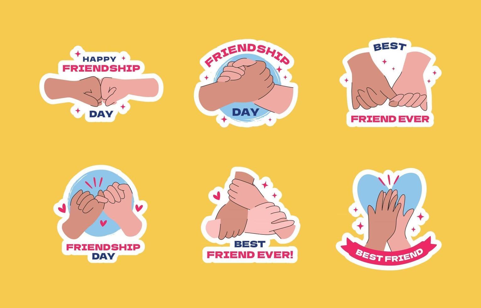 Hand Gesture Friendship Sticker Collection vector