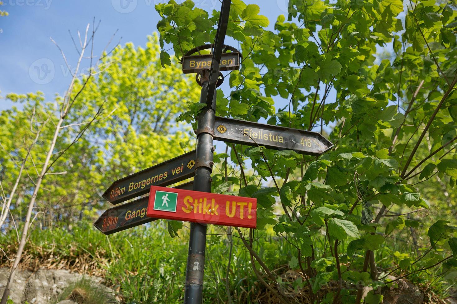 Sign to the Fjellstua Mountain Viewpoint in Alesund, Norway photo