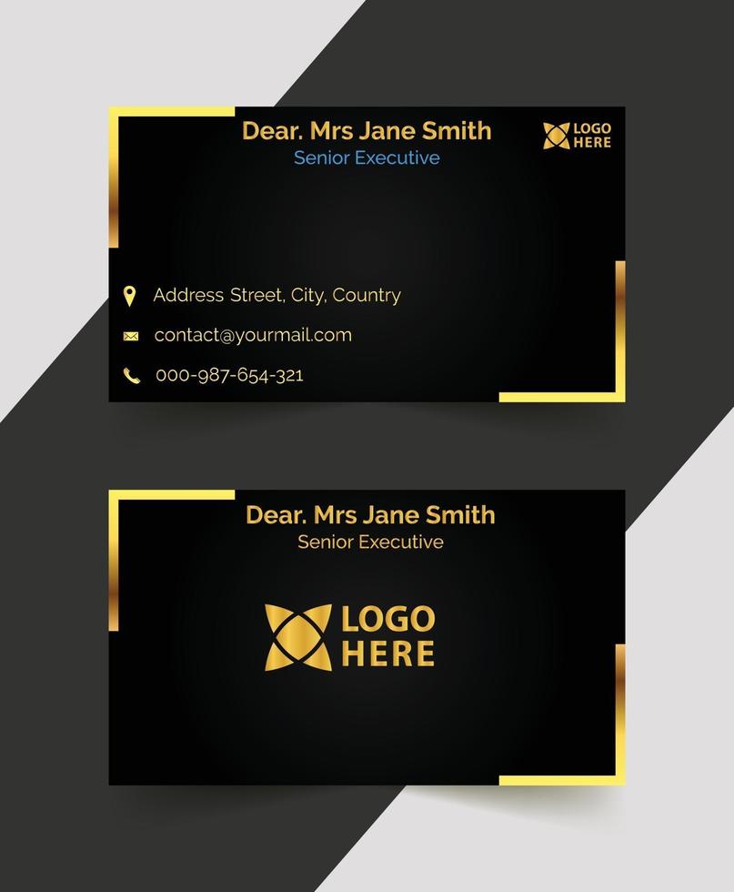 Modern black and golden business card template  design vector