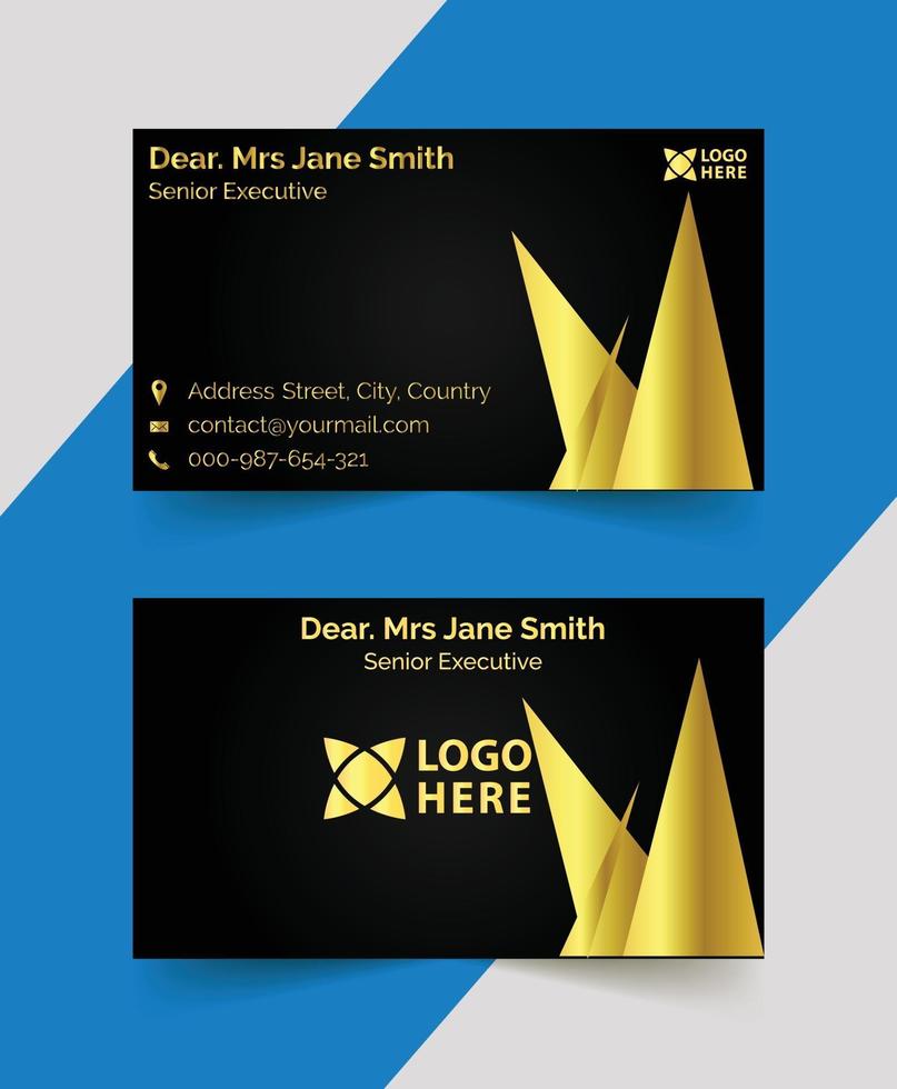 professional black and golden business card template  design vector