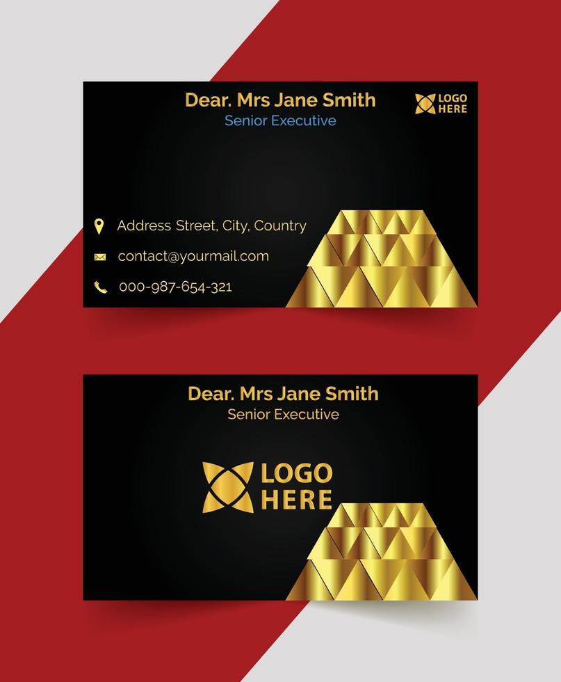 professional black and golden business card template  design vector