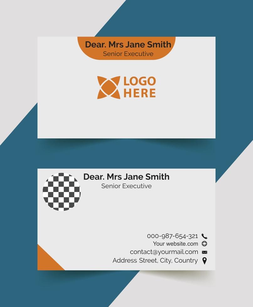 orange professional business card template design vector