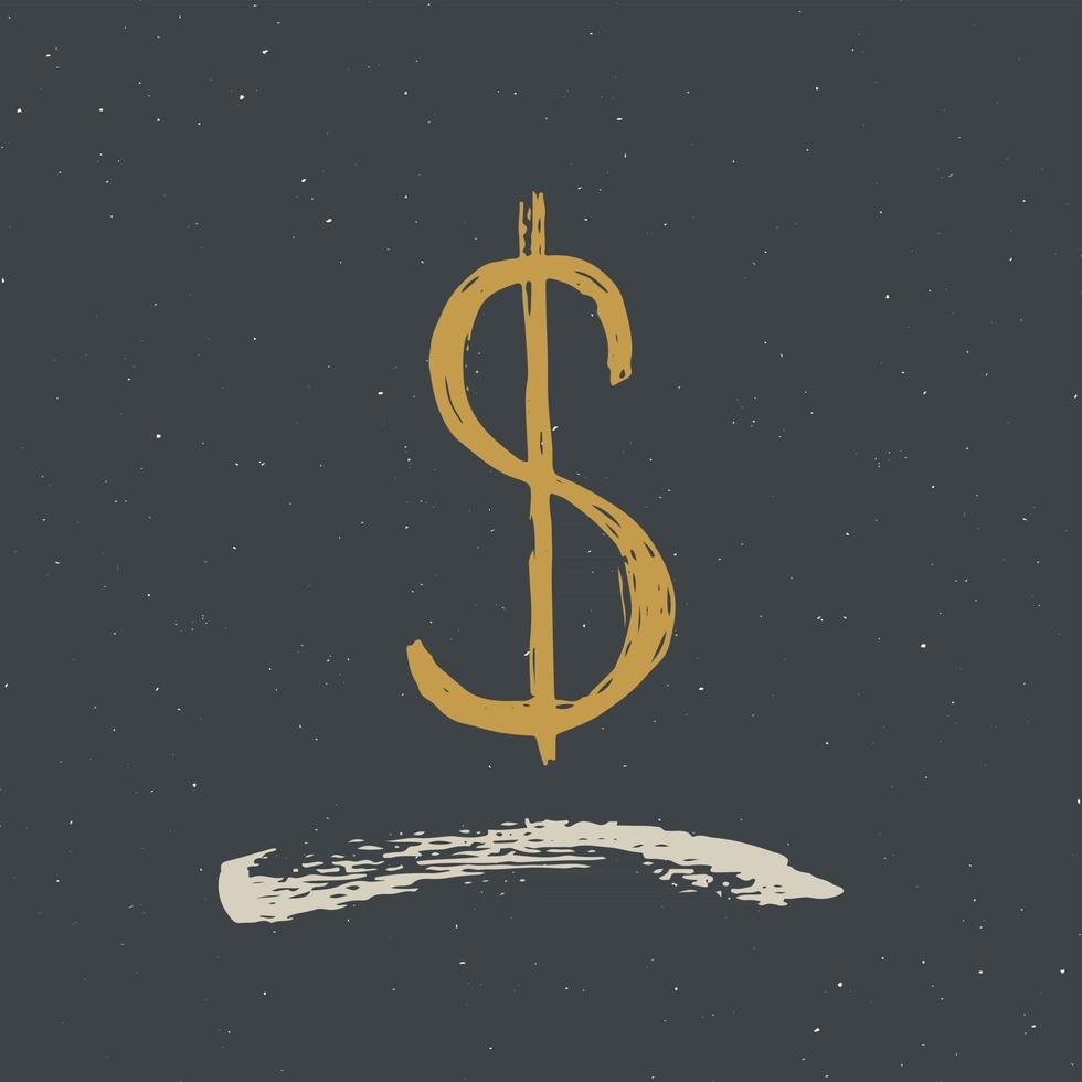 icono de signo de dólar letras de pincel, símbolos caligráficos grunge, ilustración vectorial vector