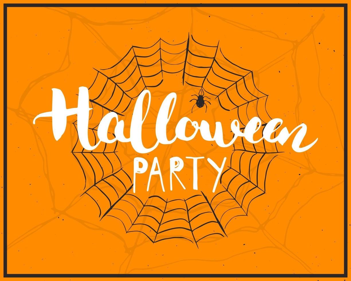 tarjeta de felicitación de halloween. Letrero de caligrafía de letras y elementos dibujados a mano, invitación a una fiesta o diseño de banner de vacaciones ilustración vectorial vector