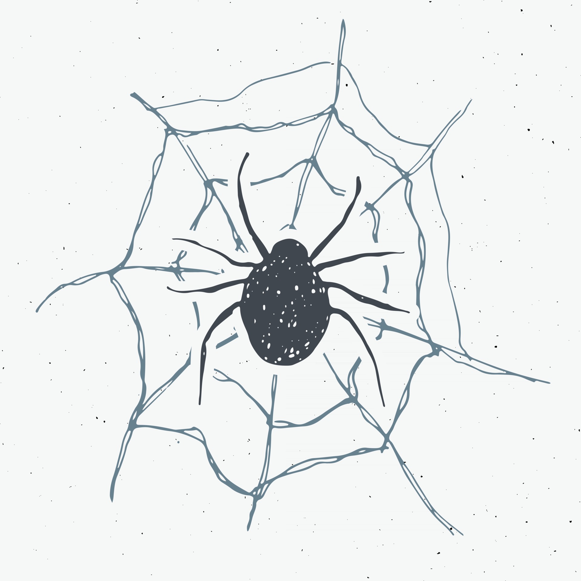 Spider and web vintage label, Hand drawn sketch Halloween ...