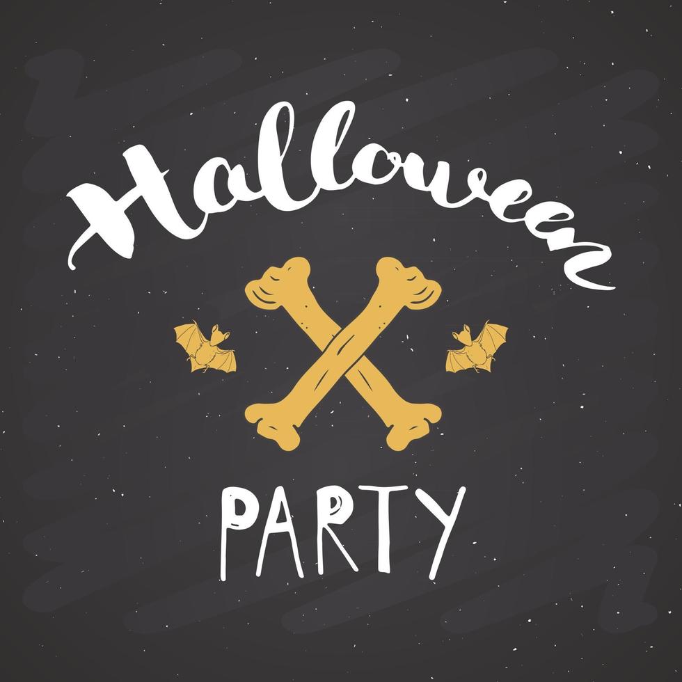 tarjeta de felicitación de halloween. Letrero de caligrafía de letras y elementos dibujados a mano, invitación a una fiesta o diseño de banner de vacaciones ilustración vectorial vector