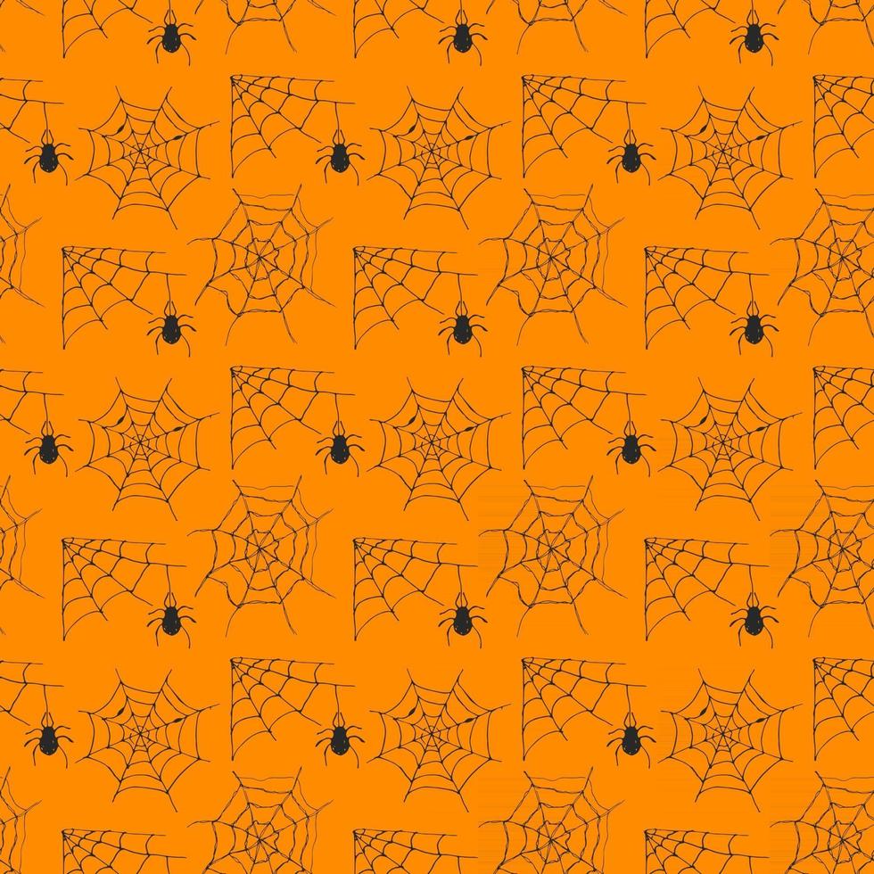 Spider web seamless pattern vector illustration. Hand drawn sketched web background