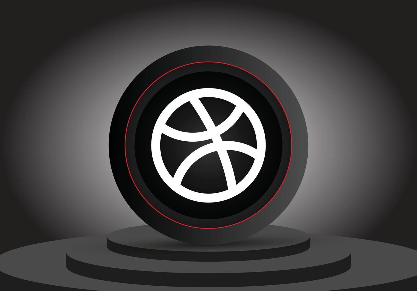 social media dribble 3d icon vector