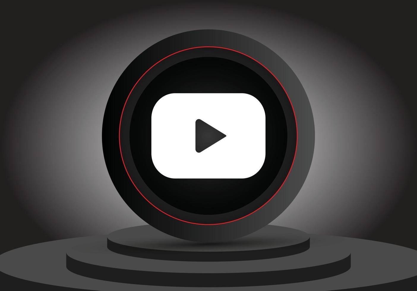 social media 3d youtube icon vector