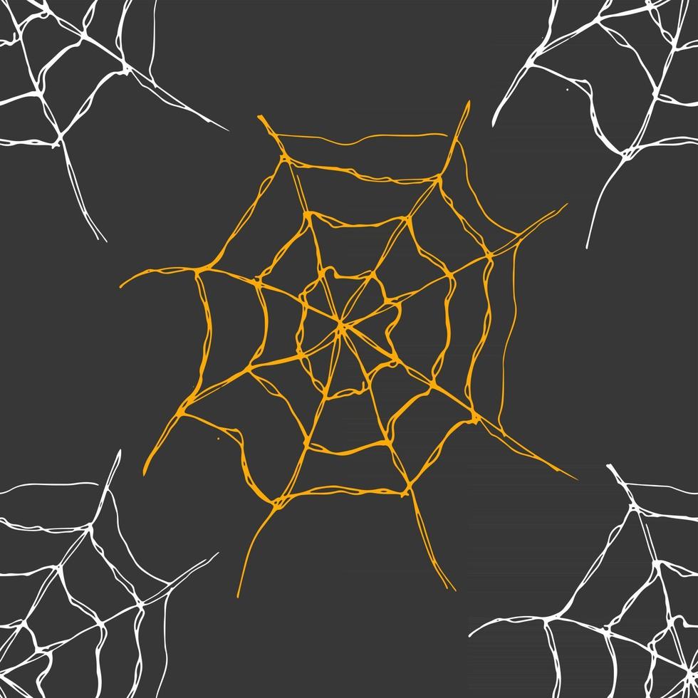 Spider web seamless pattern vector illustration. Hand drawn sketched web background